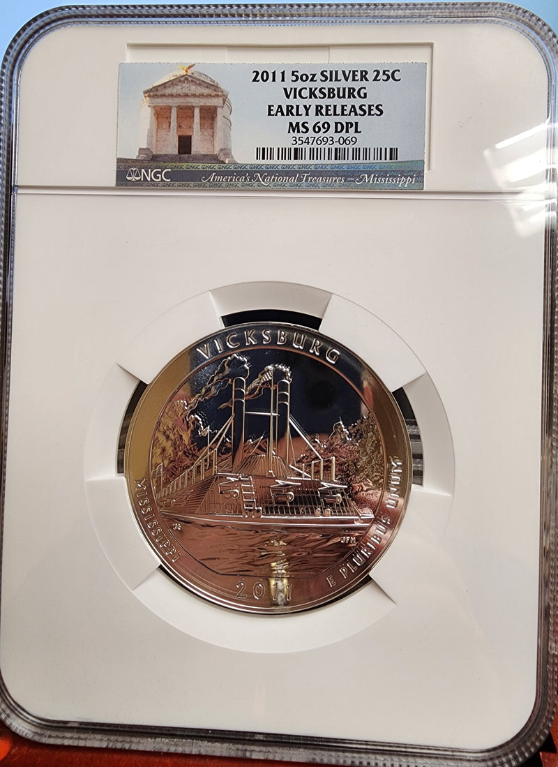 2011 National Park, 5 Troy Ounce Silver, 5 Coin Set, NGC MS-69, Store Sale