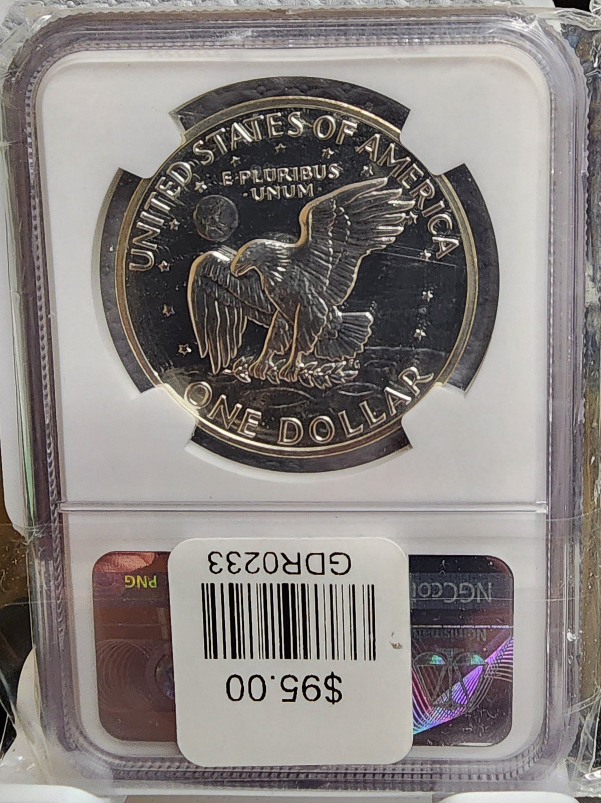 1971-S Eisenhower Silver Clad Dollar. 'PEG LEG R", NGC PF-69, Store #DR078.