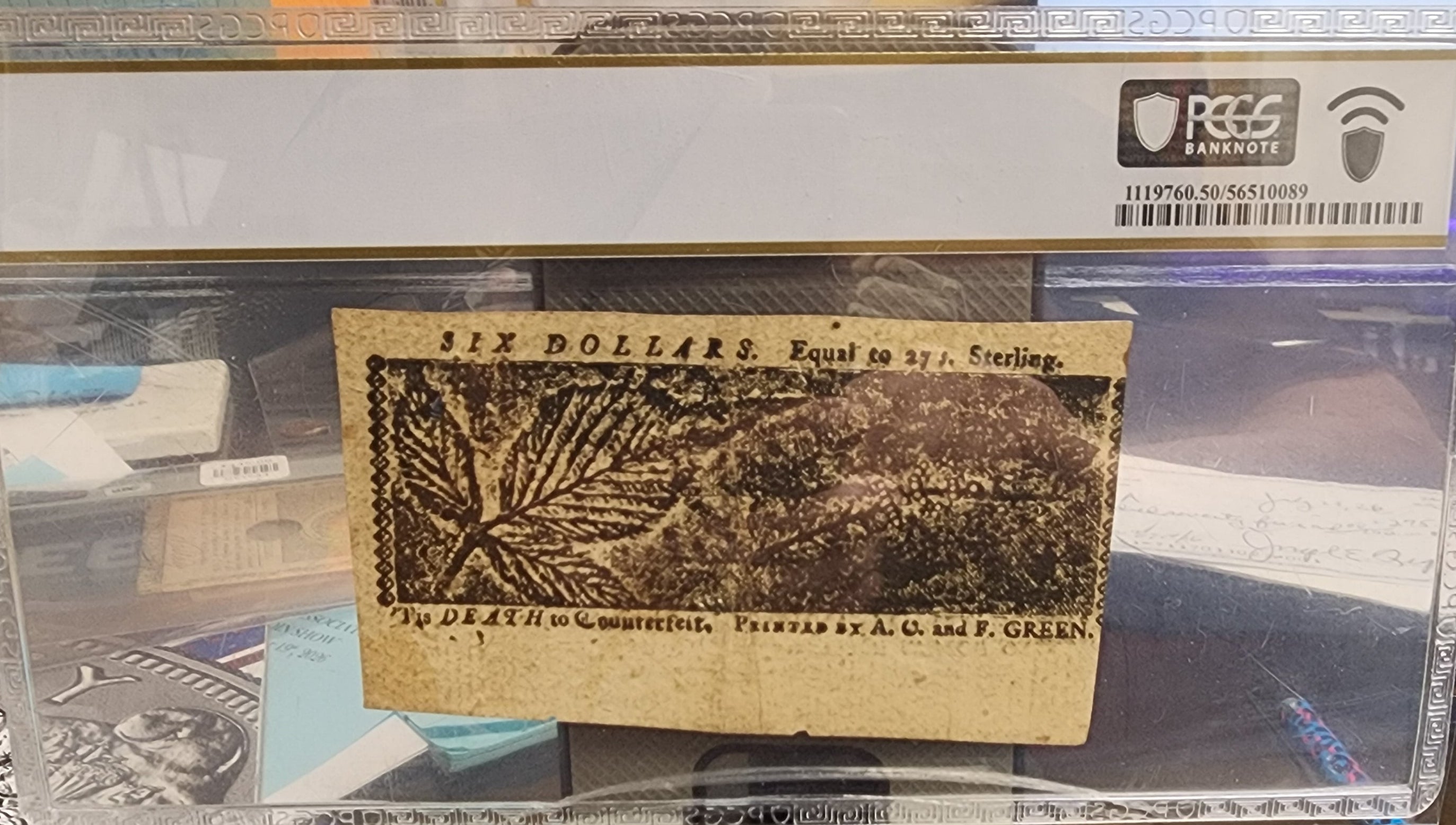April 10, 1774, $6, Fr# MD-69, Colonial Currency, PCGS AU-50, Store #GCY035.