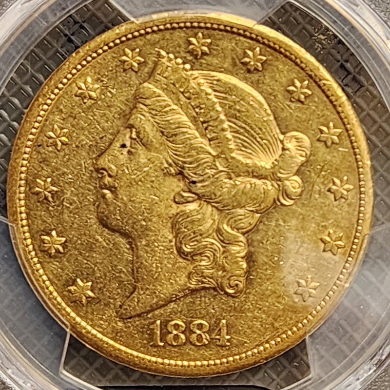 1884-CC $20 Gold Liberty Double Eagle, PCGS AU-50, Store Sale