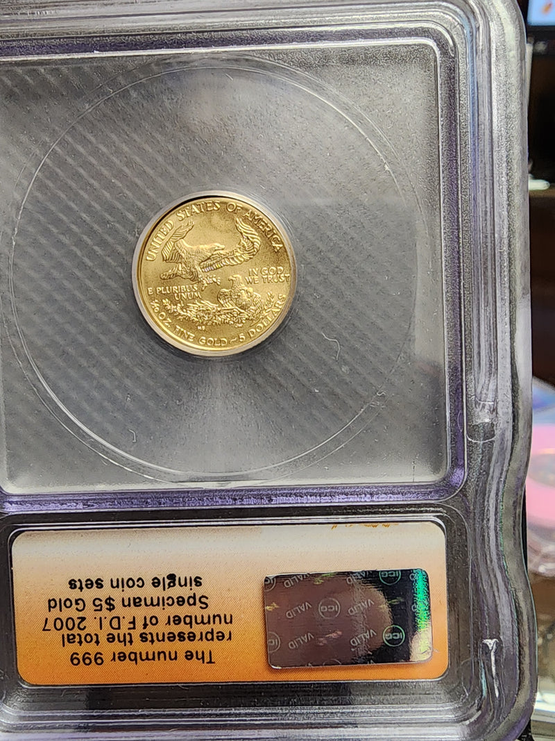 Various Date's, $5 Gold American Eagles, 1/10th OZT, ICG MS-70, Store Sale