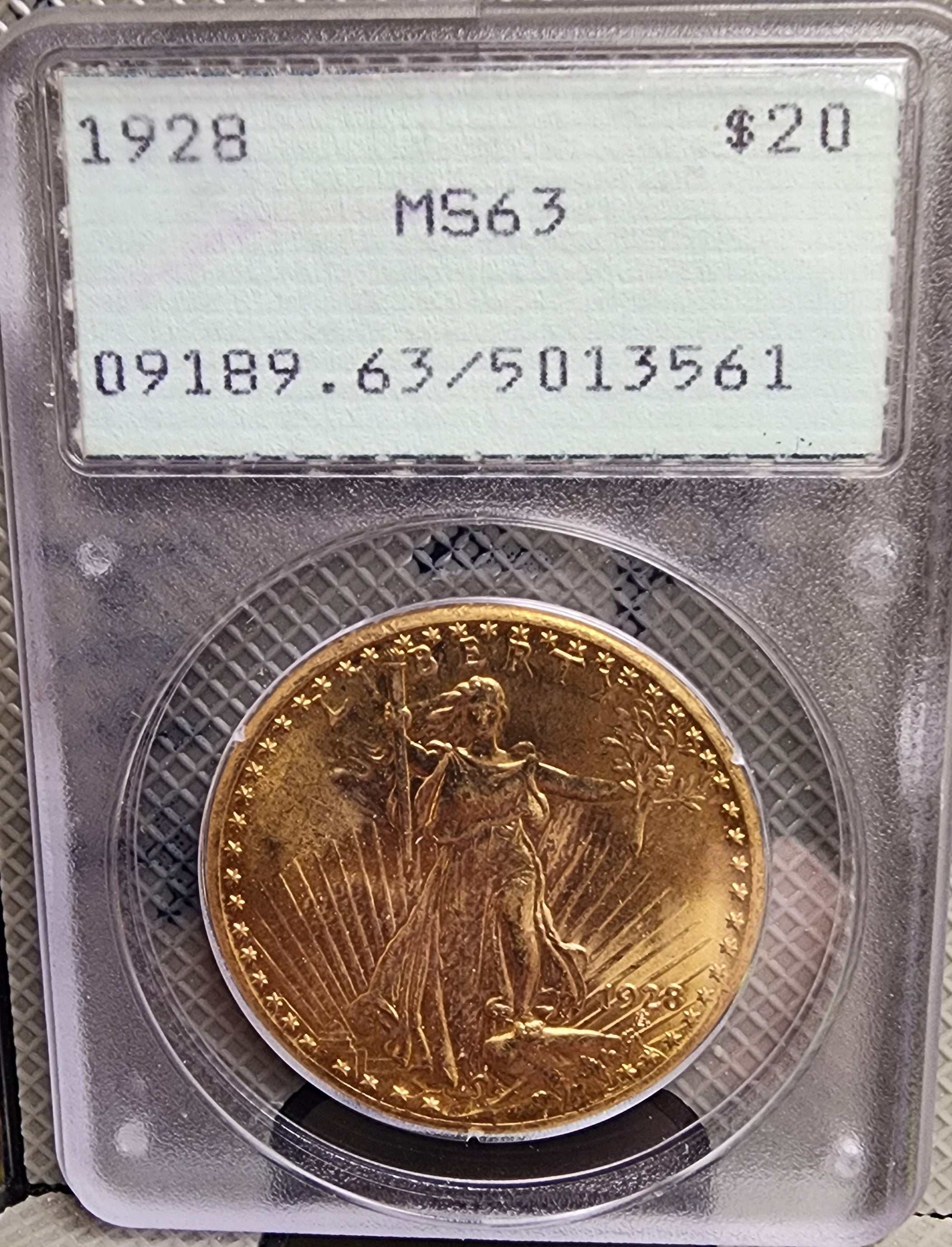 1928 $20 Double Eagle, 'Saint', Shaker Holder, PCGS MS-63, Store Sale #G0165.
