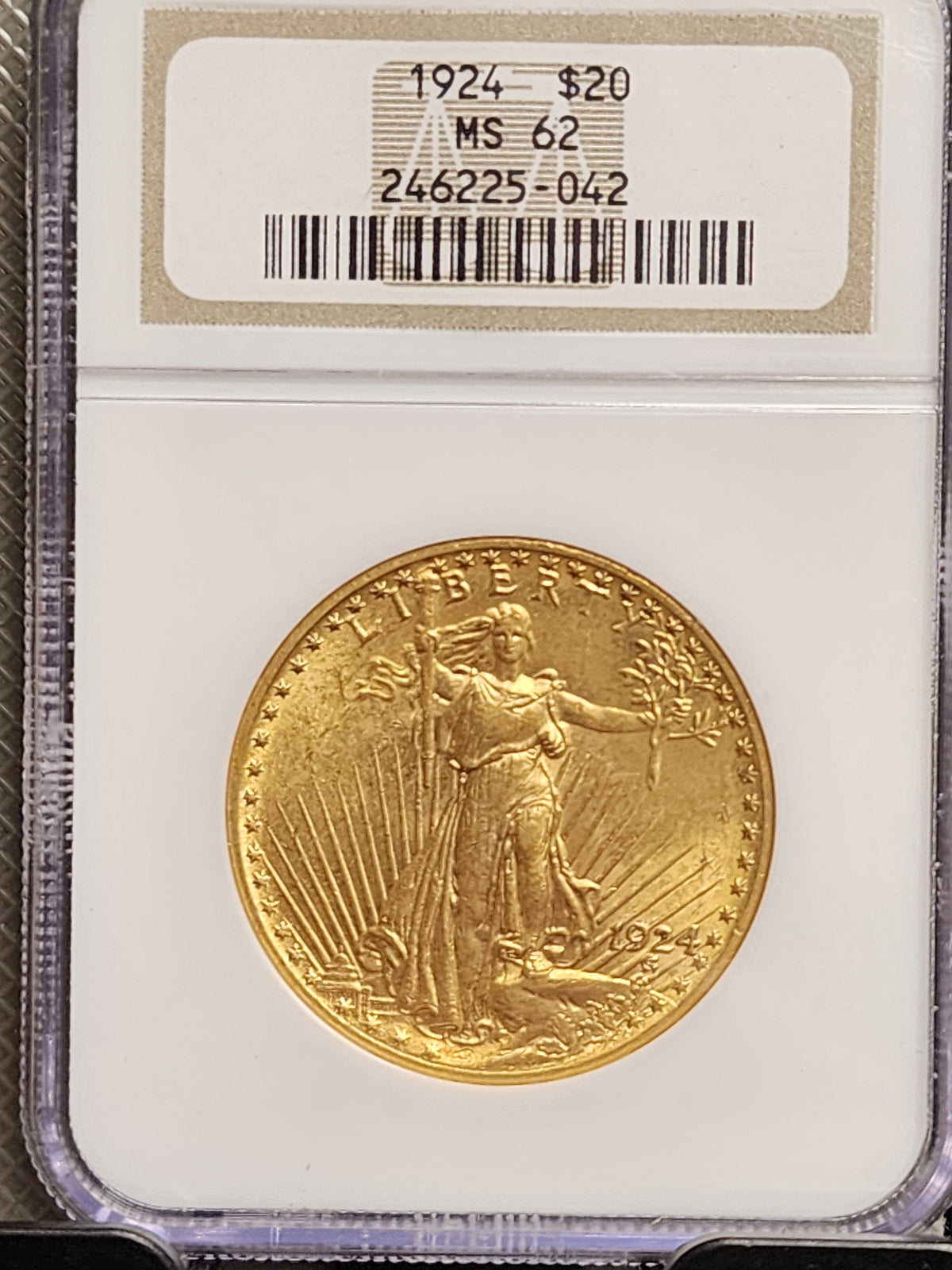 1924 $20 Gold Double Eagle, Saint, NGC MS-62, Uncirculated Coin, Store #G0122.