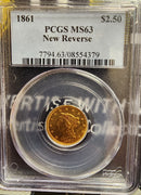 1861 $2.50 Quarter Gold Eagle, New Reverse, PCGS MS-63, Store Sale