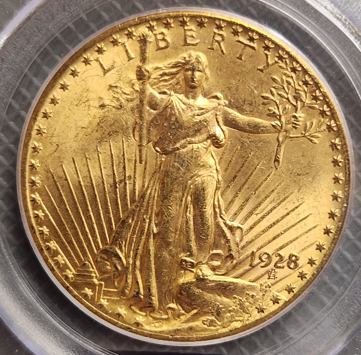 1928 $20 Saint GAUDENS Gold Coin, PCGS MS-64, Store Sale #G0125.
