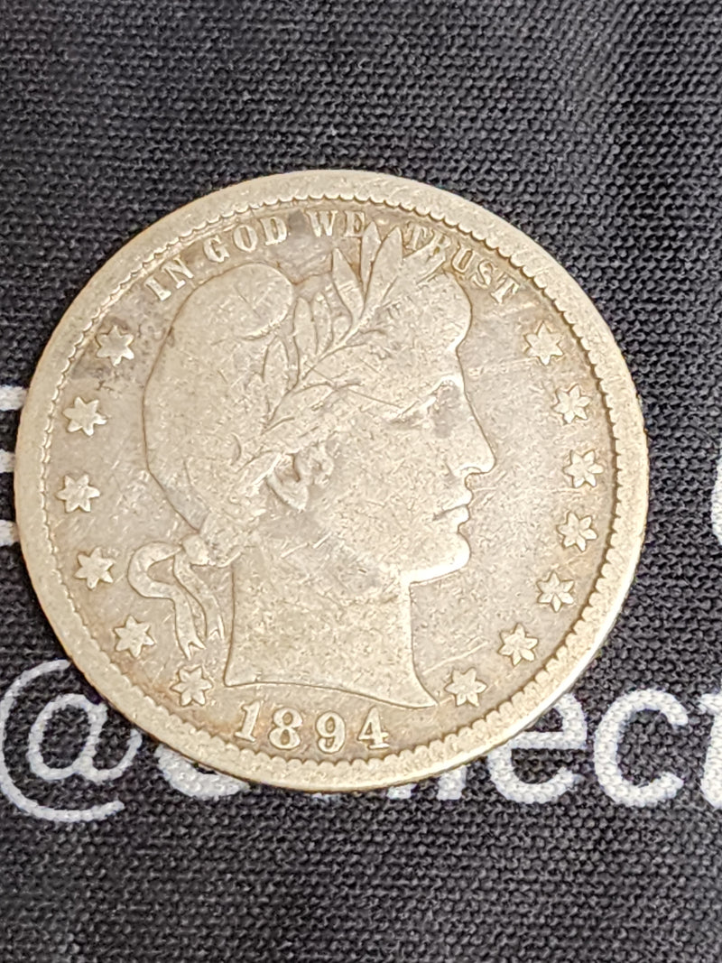 1894-O Barber Silver Quarter., Very Good Circulated Coin, Store