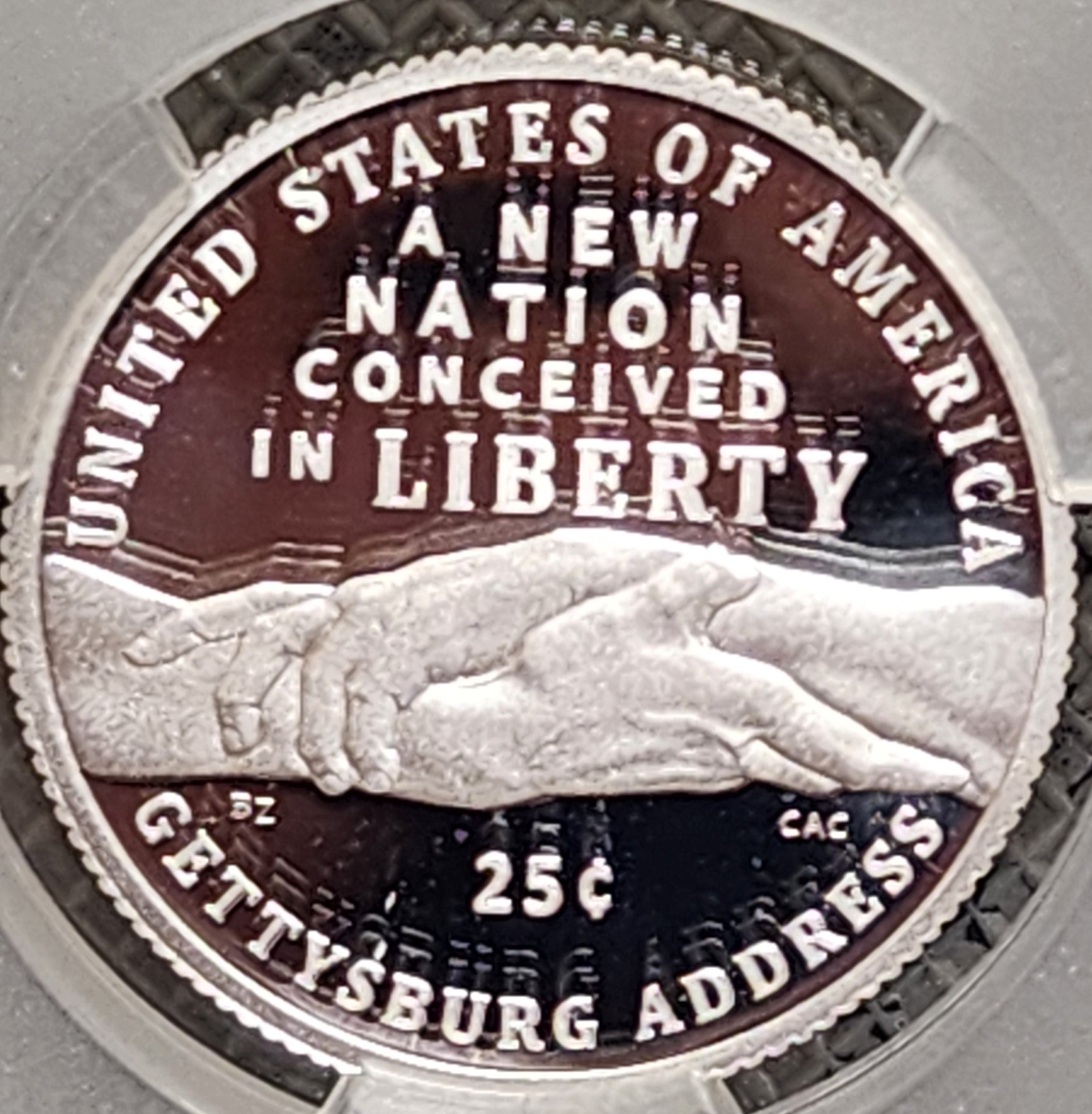 1776-2026-S Silver, Gettysburg Address Quarter, CAC PR-69, Store #QR1946.