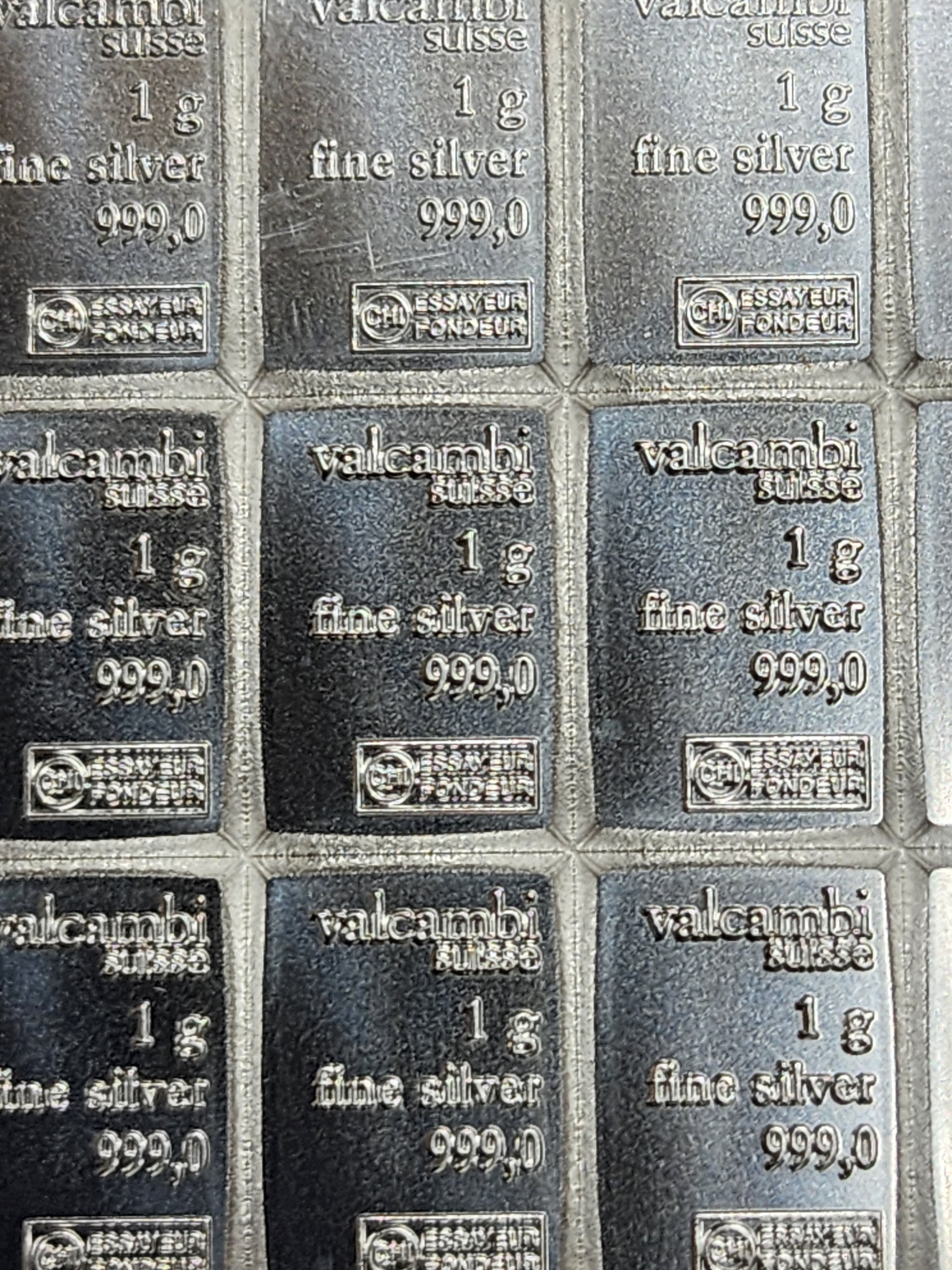 Valcambi Suisse, CombiBar, 100 each, 1 Gram Bars, 100 Gram Bar, Store #SR008.