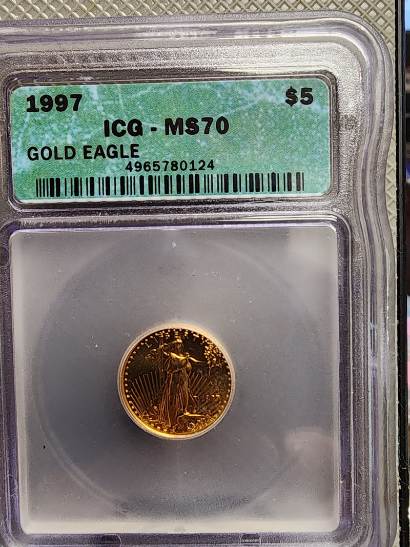 Various Date's, $5 Gold American Eagles, 1/10th OZT, ICG MS-70, Store Sale