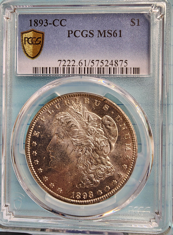 1893-CC Morgan Silver Dollar, Better Date and Grade, PCGS MS61, Store #GDR0267