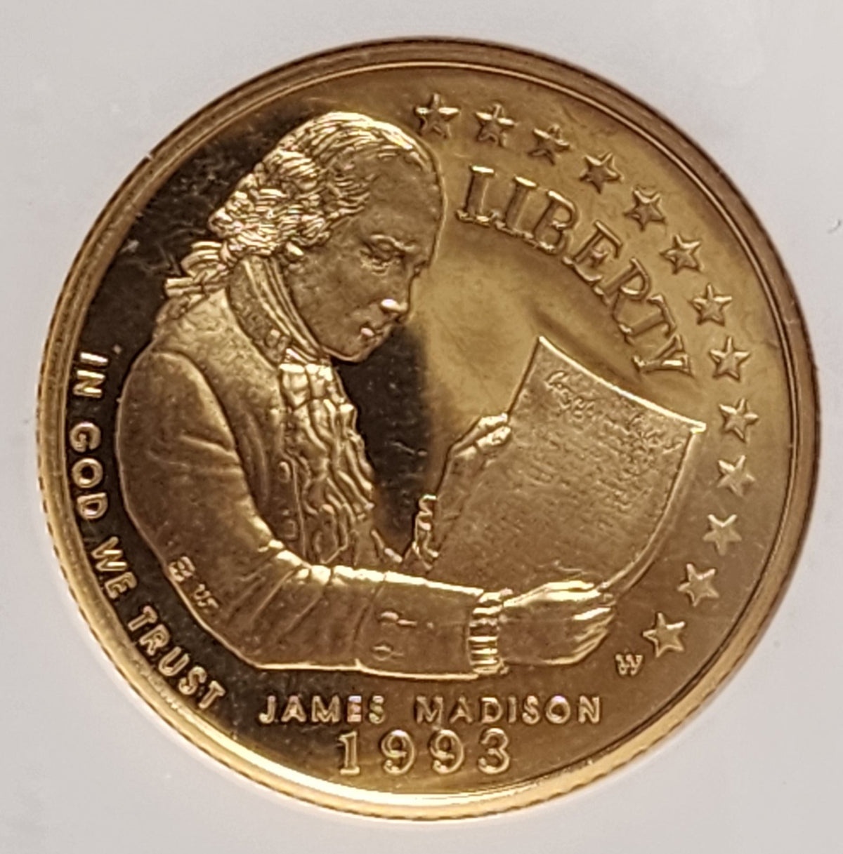 1993-W $5 Gold James Madison Commemorative, NGC PF-69, Store #GMC011.