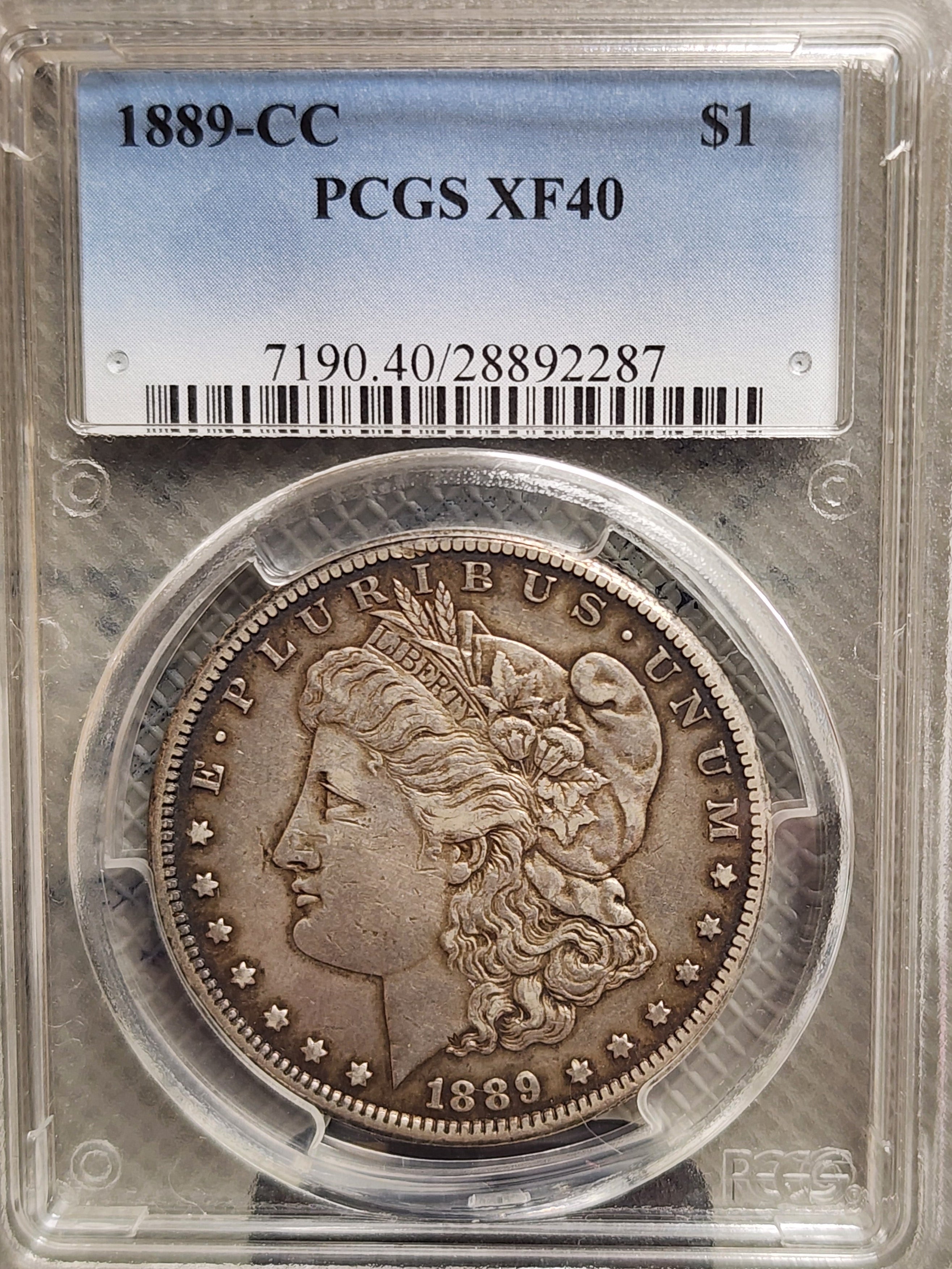 1889-CC Morgan Silver Dollar., PCGS XF-40, Uncirculated, Store Sale #DR026.