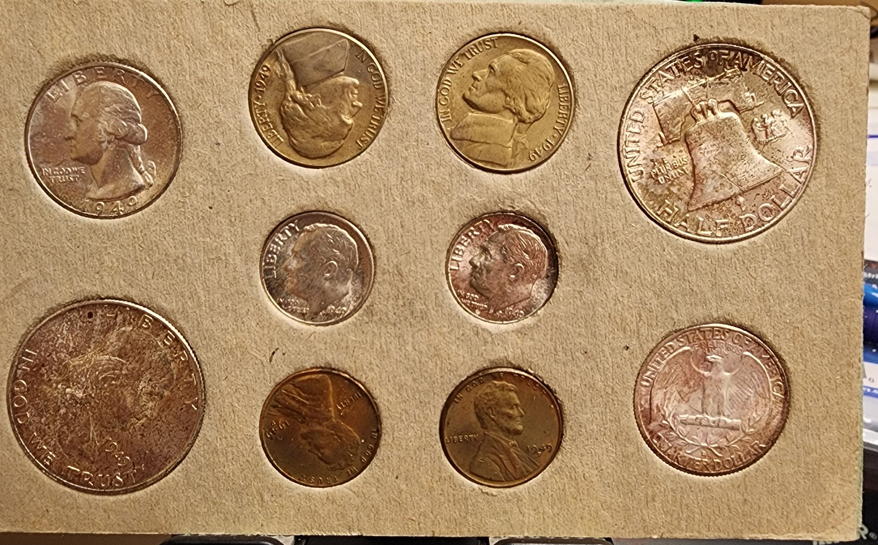 1949 U.S. Mint Set., 3 Card's, In Original U.S. Mint Package. STORE SALE PT0003