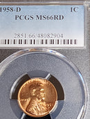 1958-D Lincoln Cent, PCGS MS66RD, Store