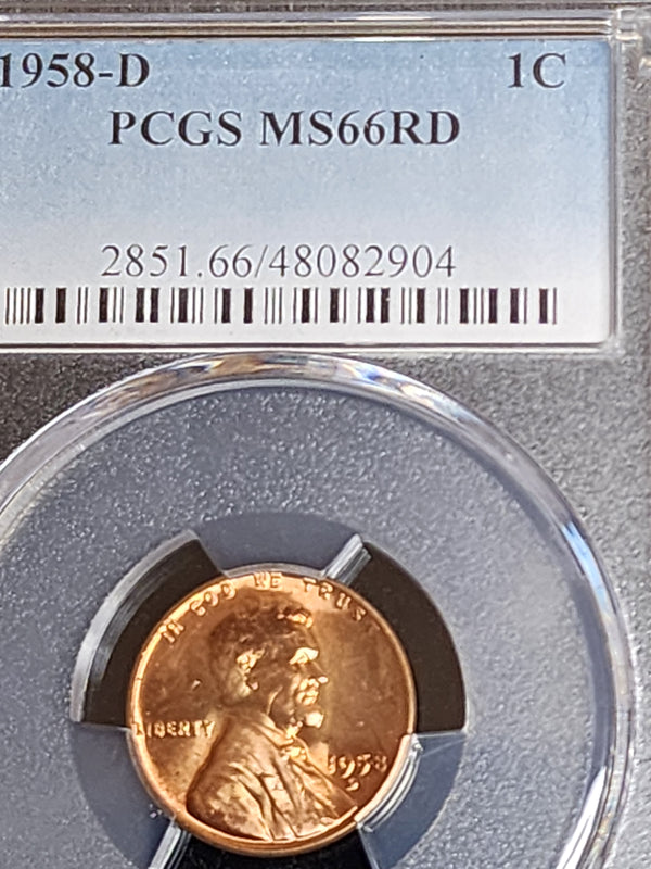 1958-D Lincoln Cent, PCGS MS66RD, Store #GCT032