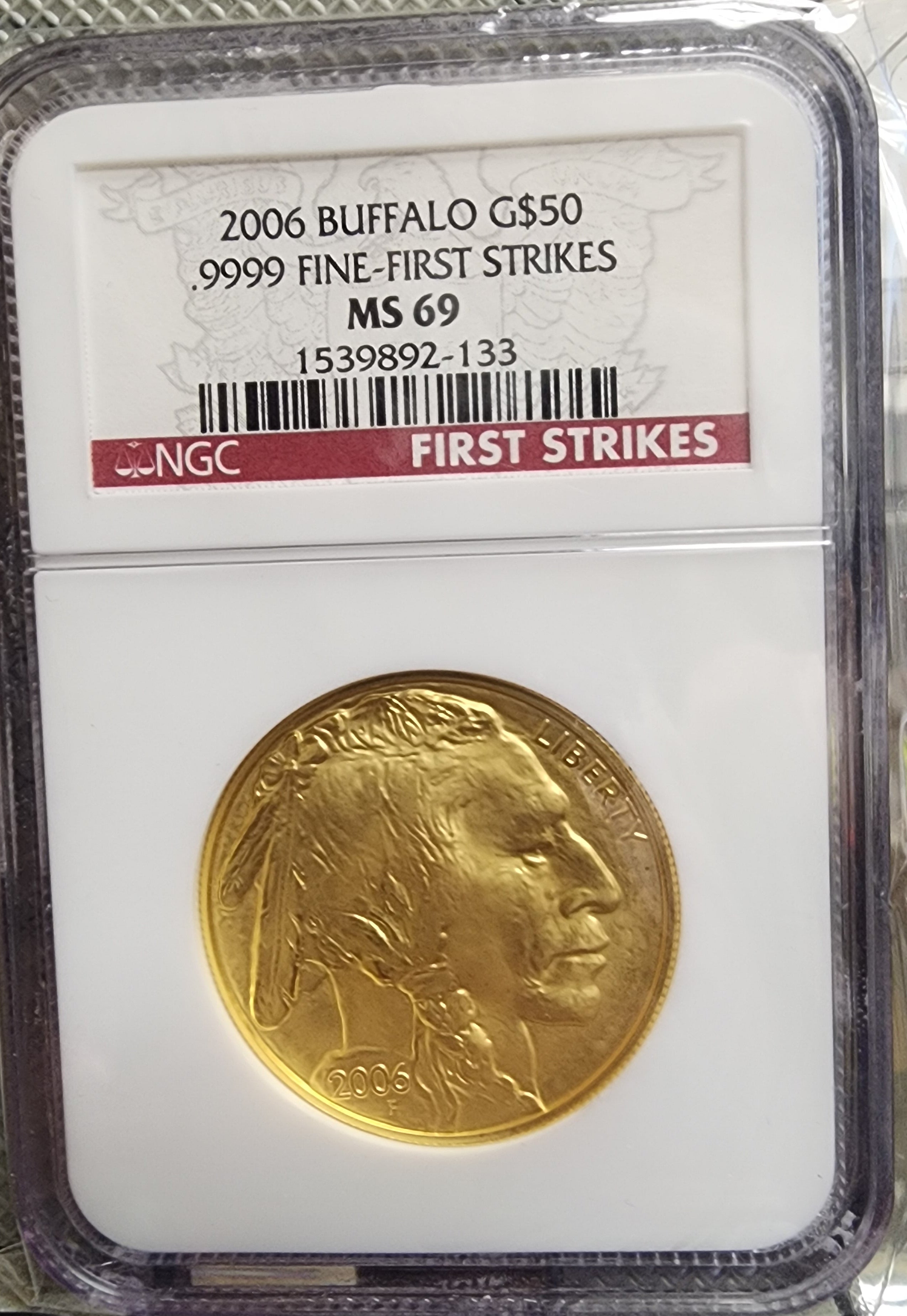 2006 American Gold Buffalo, 24 KT Gold, 1 troy ounce, NGC MS-69, Store #G001