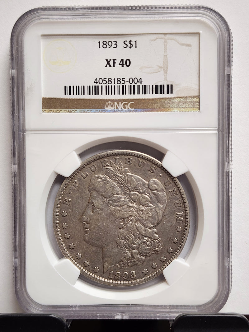 1893 Morgan Silver Dollar, Pleasant Eye Appeal, NGC XF-40, Store SALE