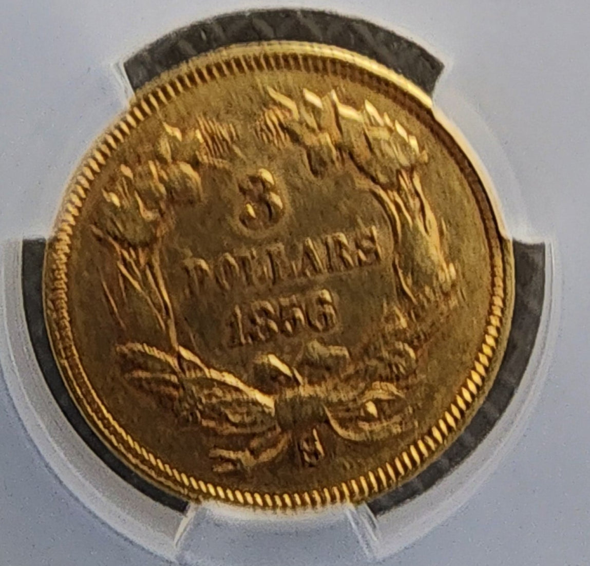 1856-S $3, Indian Princess Head, "Highly Collectible", CAC Graded AU50, Store #G0002.