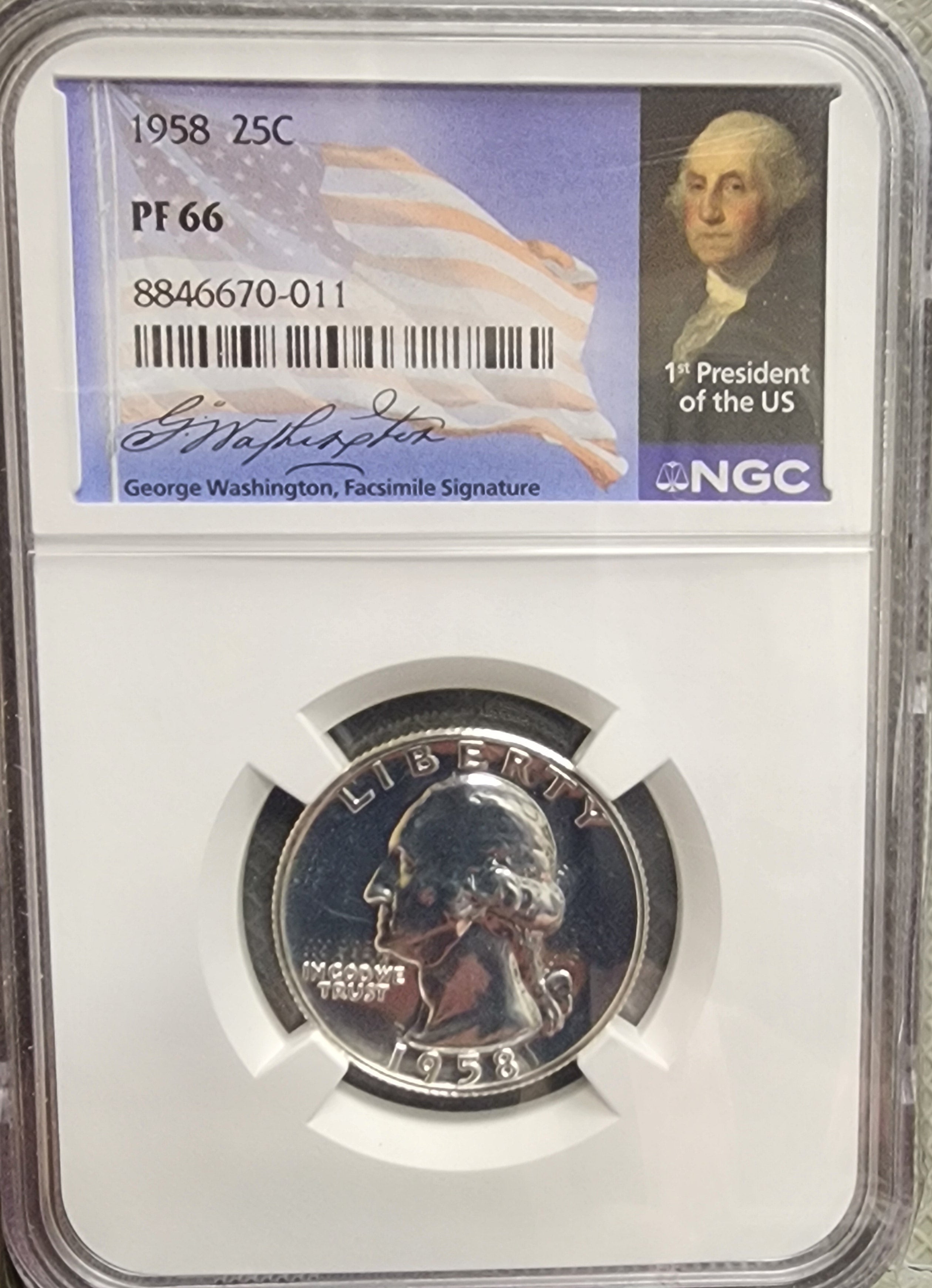1958 Washington Silver Proof Quarter, NGC PF-66, Store #QR1949.