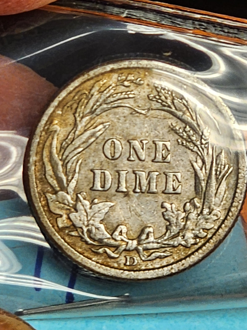 1912-D Barber Silver Dime., Very Fine., Circulated Coin., Store