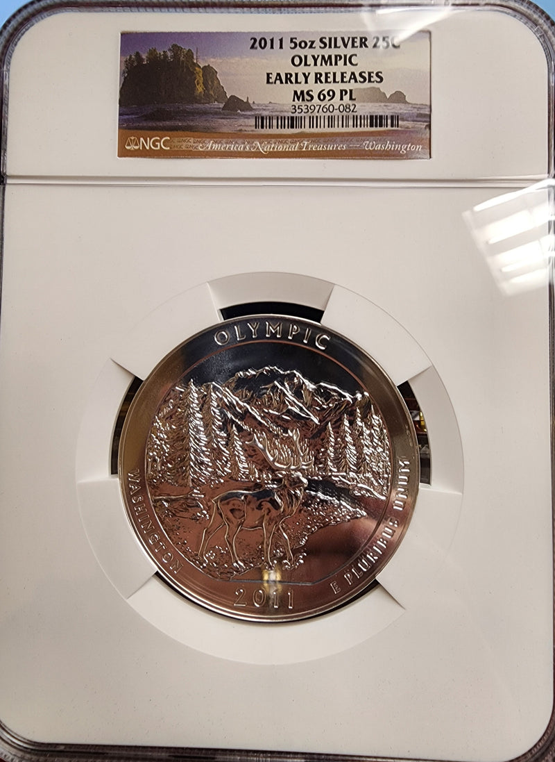 2011 National Park, 5 Troy Ounce Silver, 5 Coin Set, NGC MS-69, Store Sale