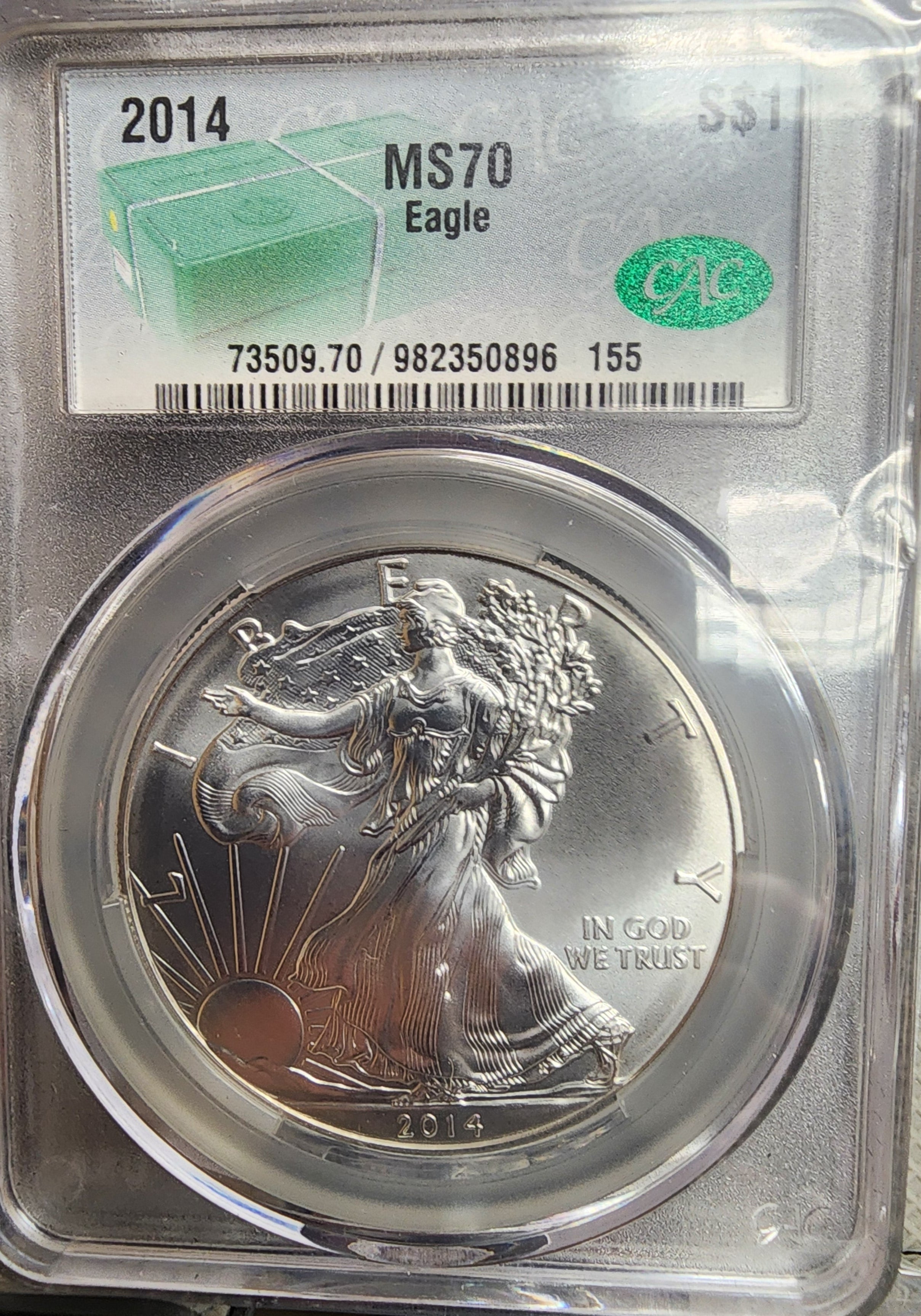 2014 American Silver Eagle, CAC Graded MS-70., Nice, Store #AE0148
