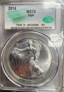 2014 American Silver Eagle, CAC Graded MS-70., Nice, Store