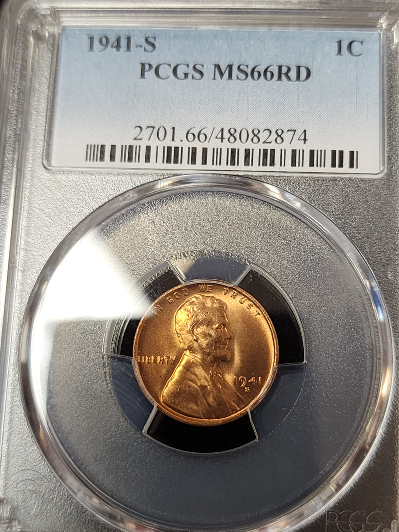 1941-S Lincoln Cent, PCGS MS66RD, Store