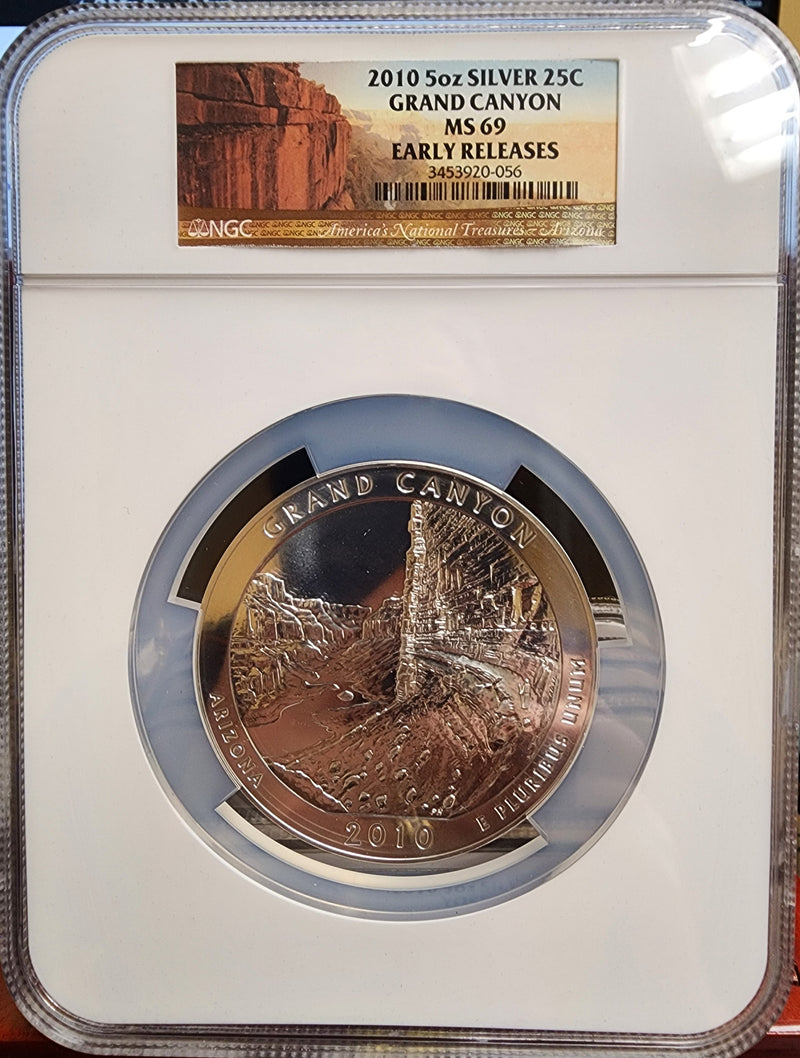 2010 National Park, 5 Troy Ounce Silver, 5 Coin Set, NGC MS-69, Store Sale