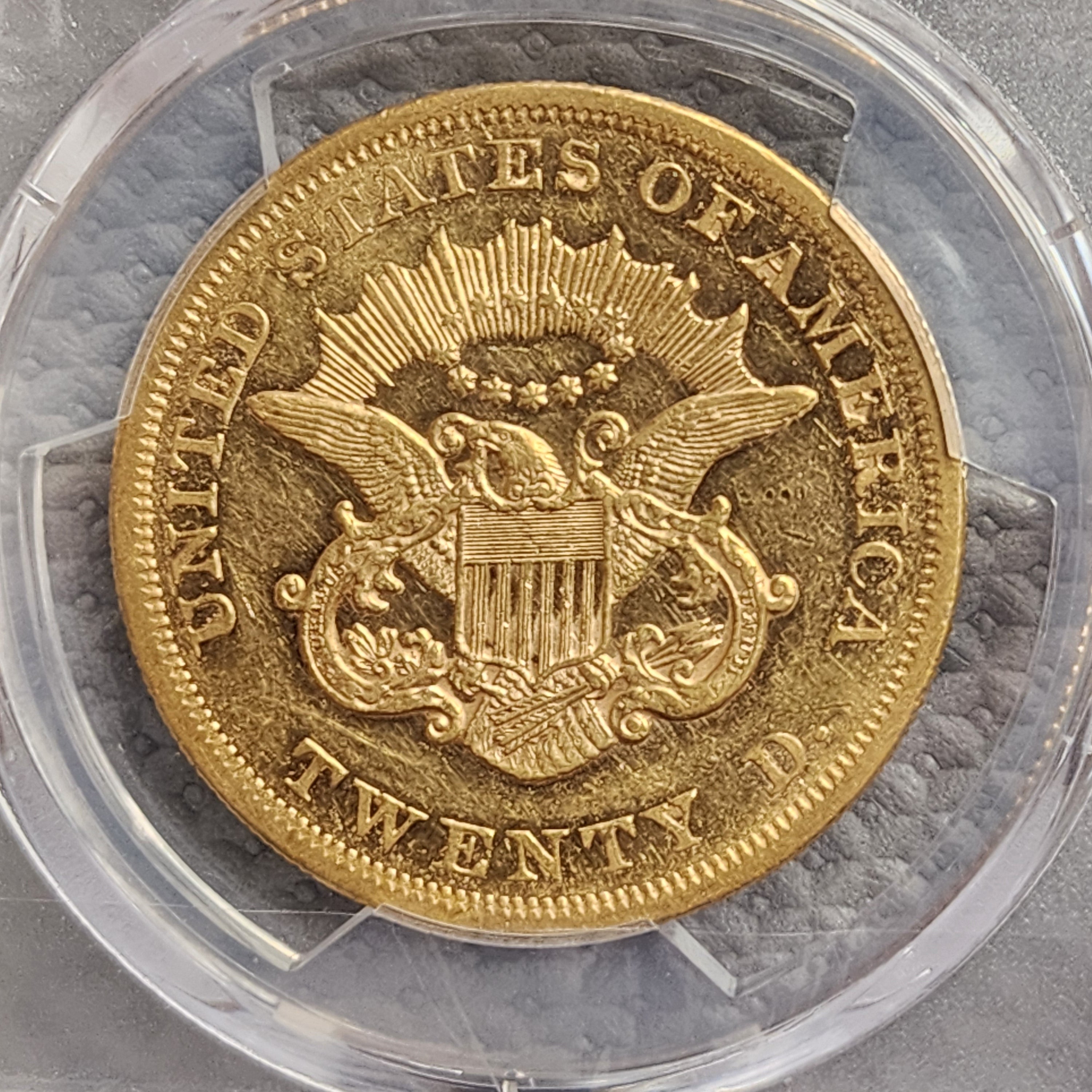 1863 $20 Gold Double Eagle, 'Civil War Date', PCGS AU-53, Store #G015.
