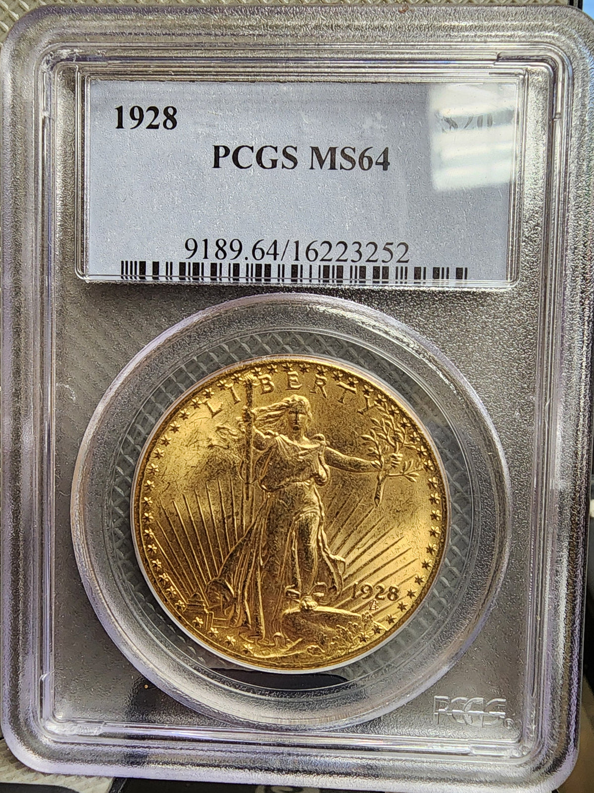 1928 $20 Saint GAUDENS Gold Coin, PCGS MS-64, Store Sale #G0125.