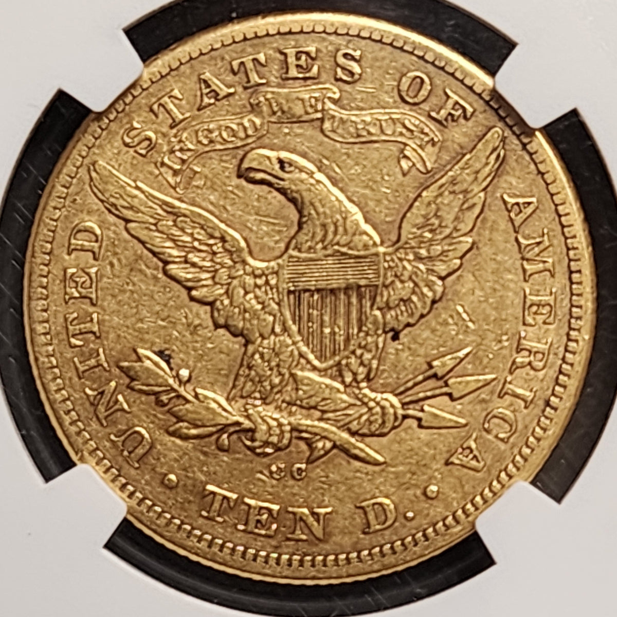 1877-CC $10, Gold Eagle, 'Hard Date', NGC XF-40, Circulated Coin, Store #G017.