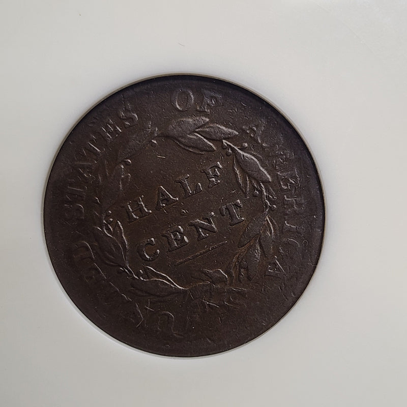 1810 Half Cent, (C-1), ANACS Soap Box Holder, Fine-15, Store Sale