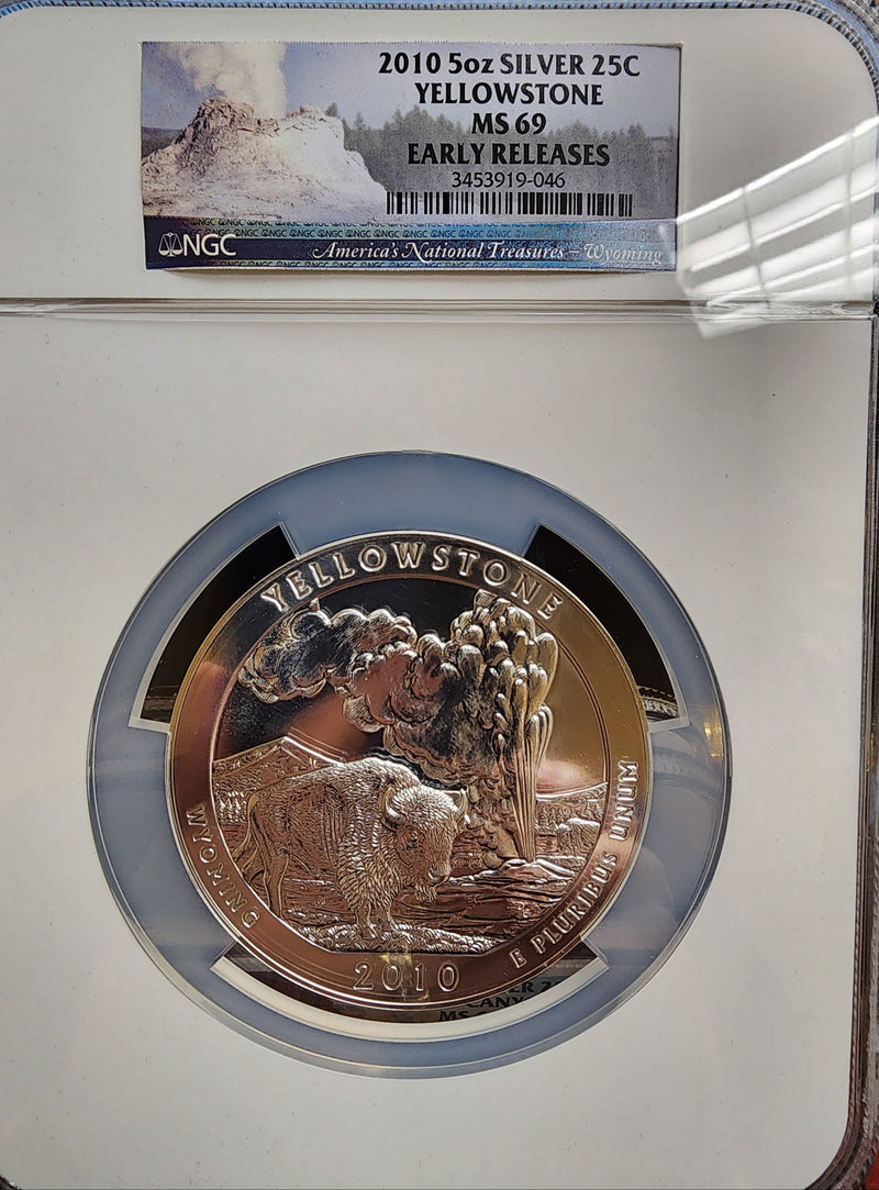 2010 National Park, 5 Troy Ounce Silver, 5 Coin Set, NGC MS-69, Store Sale