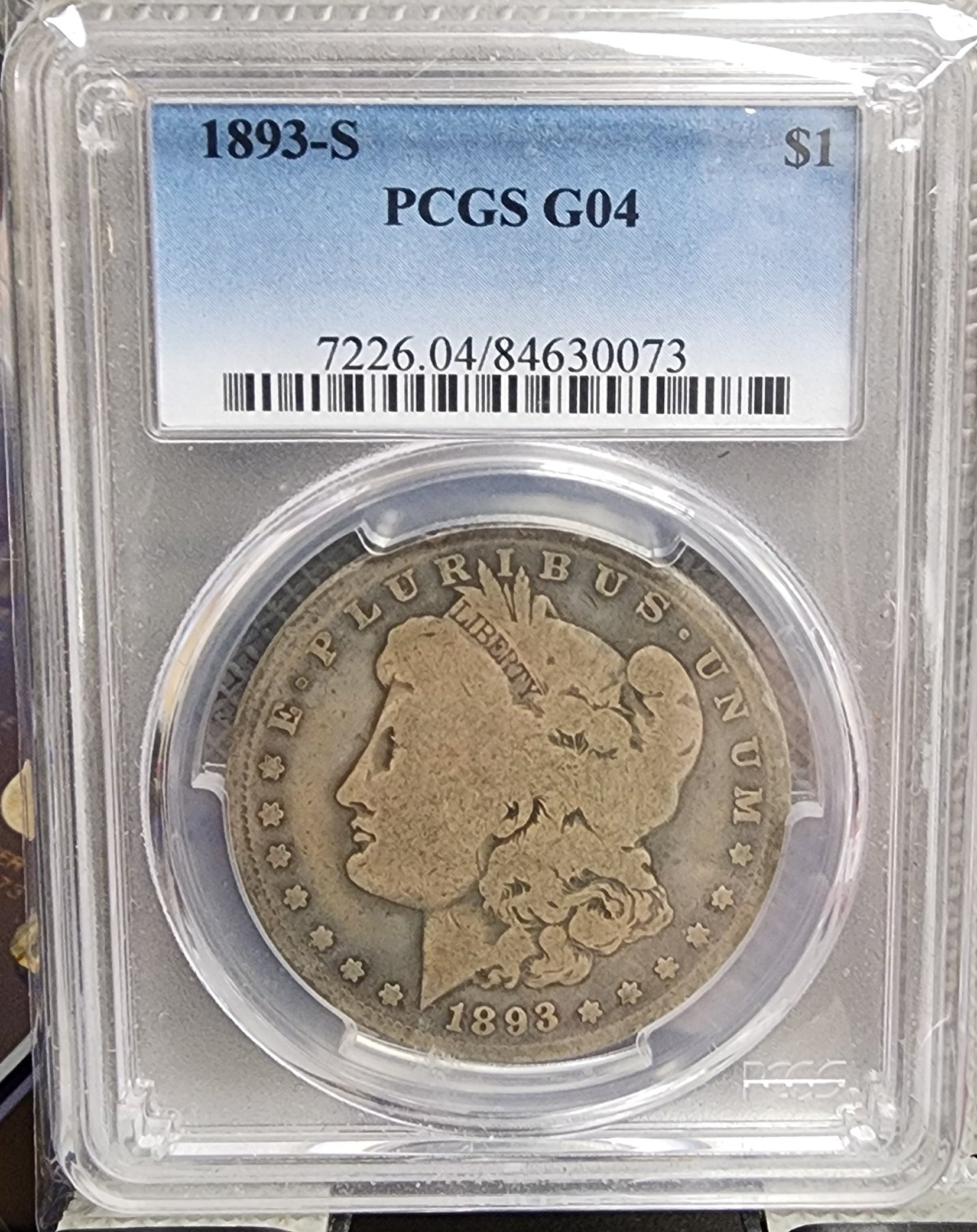 1893-S Morgan Silver Dollar, PCGS Good-4, "KEY DATE" Coin, SALE #DR0590