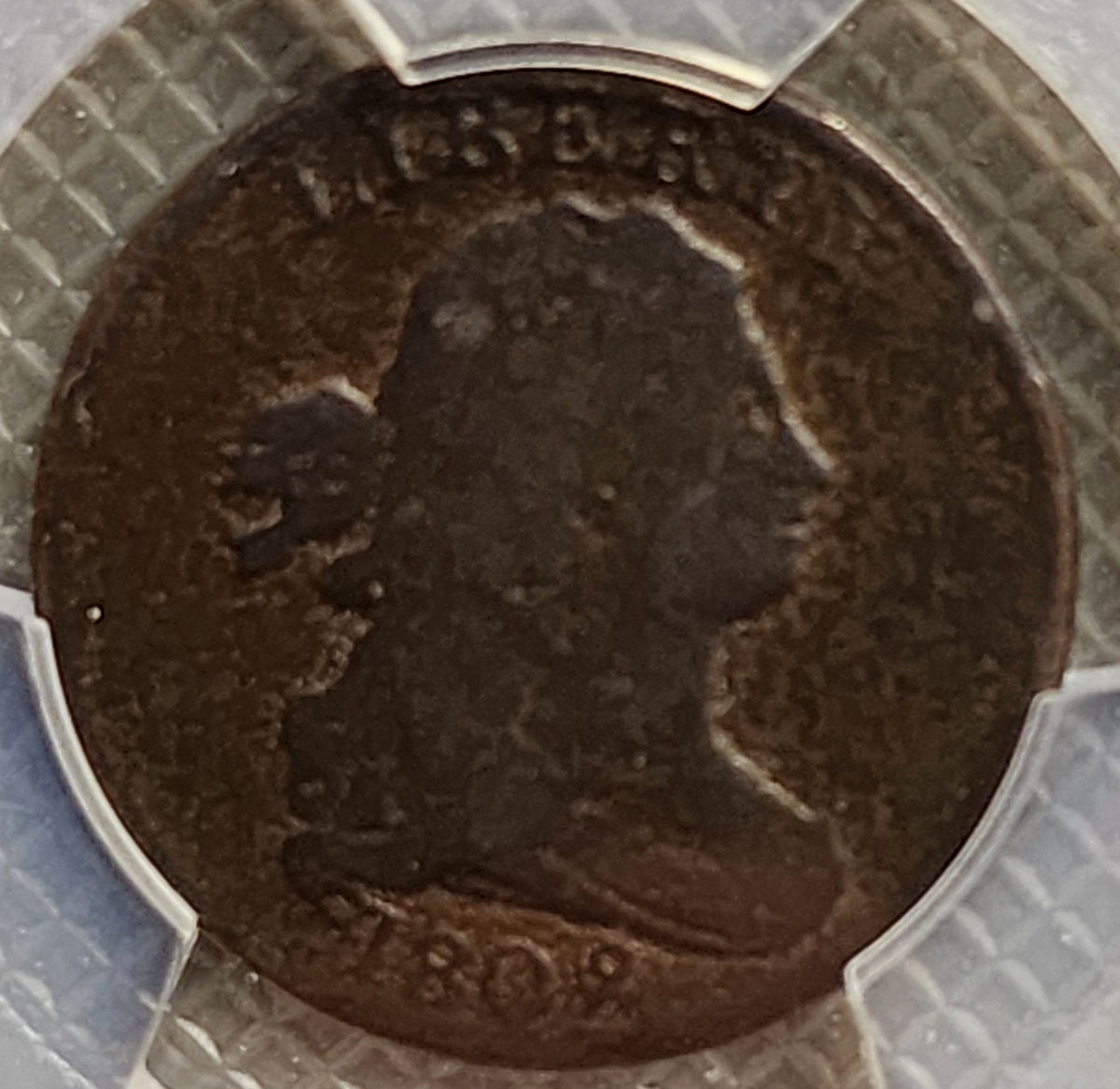 1802/0 Half Cent, C-2, Reverse of 1802, PCGS VG Details, Store #HT0035.