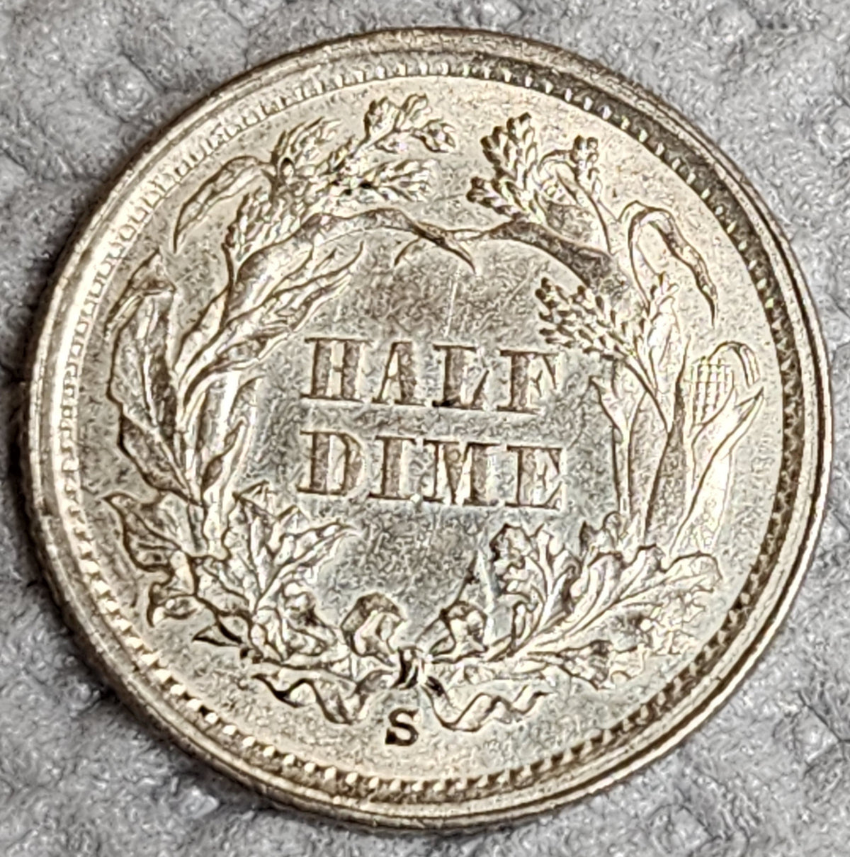 1867-S Seated Liberty Half Dime, Better Date-Mint State Coin, STORE #HE080.