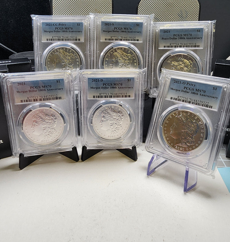 2021 Morgan and Peace 6 Coin Commemorative Set, PCGS MS 70, Store