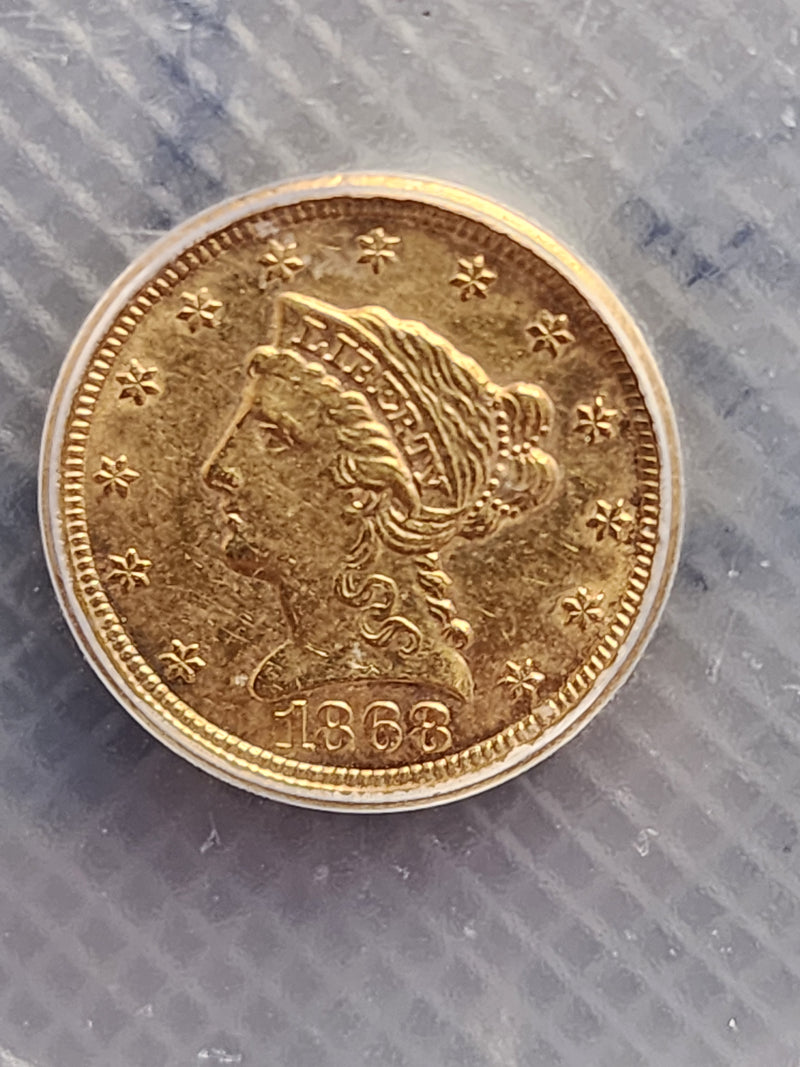 1868-S $2.50 Quarter Gold Eagle, ICG AU-58, Gold Coin, Store Sale