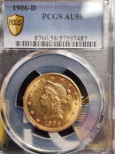 1906-D $10 Gold Liberty Eagle, PCGS AU-58, Gold Coin, Store Sale