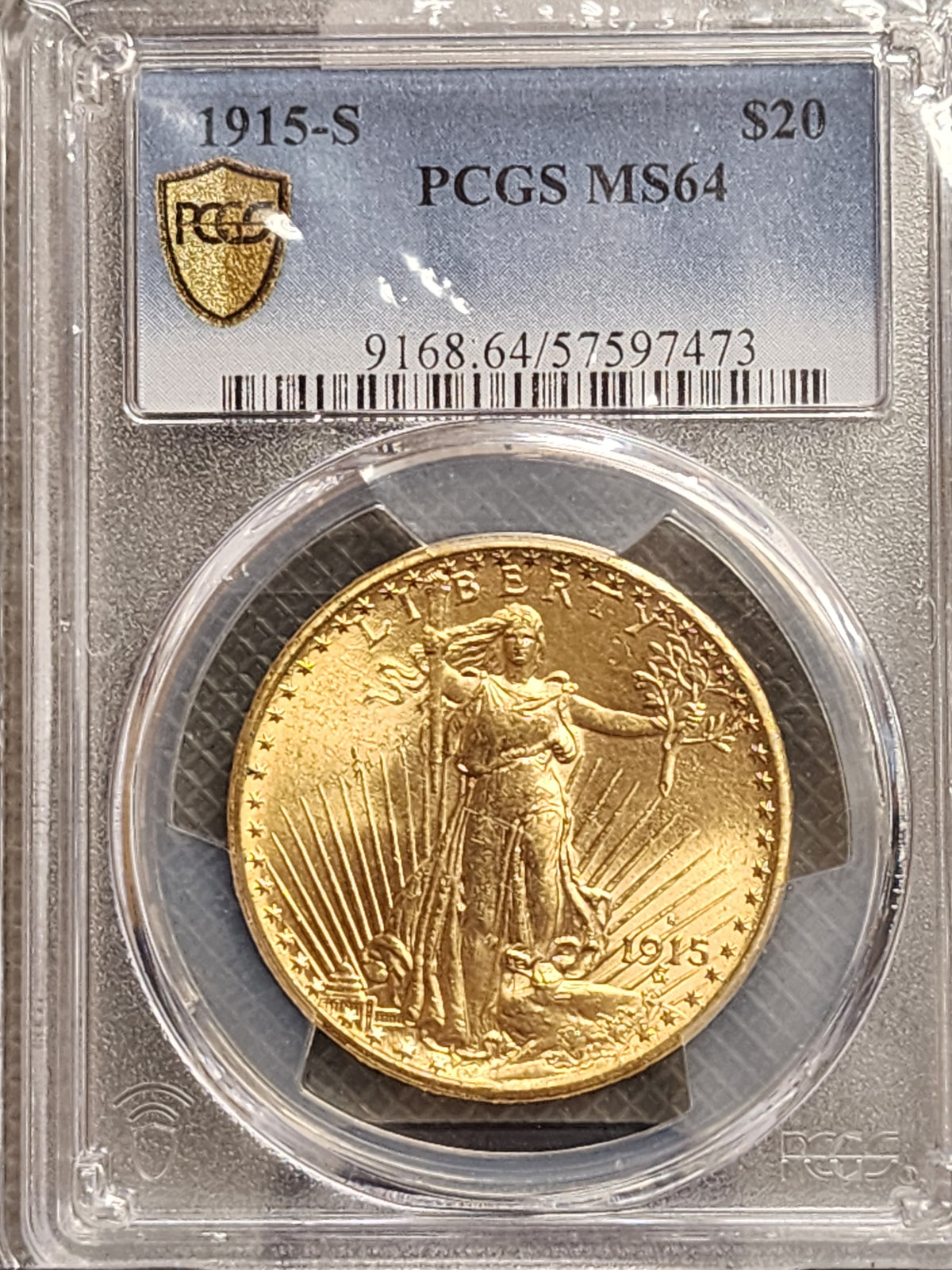 1915-S $20 Gold Double Eagle, Saint, PCGS MS-64, Store Sale #G0065.