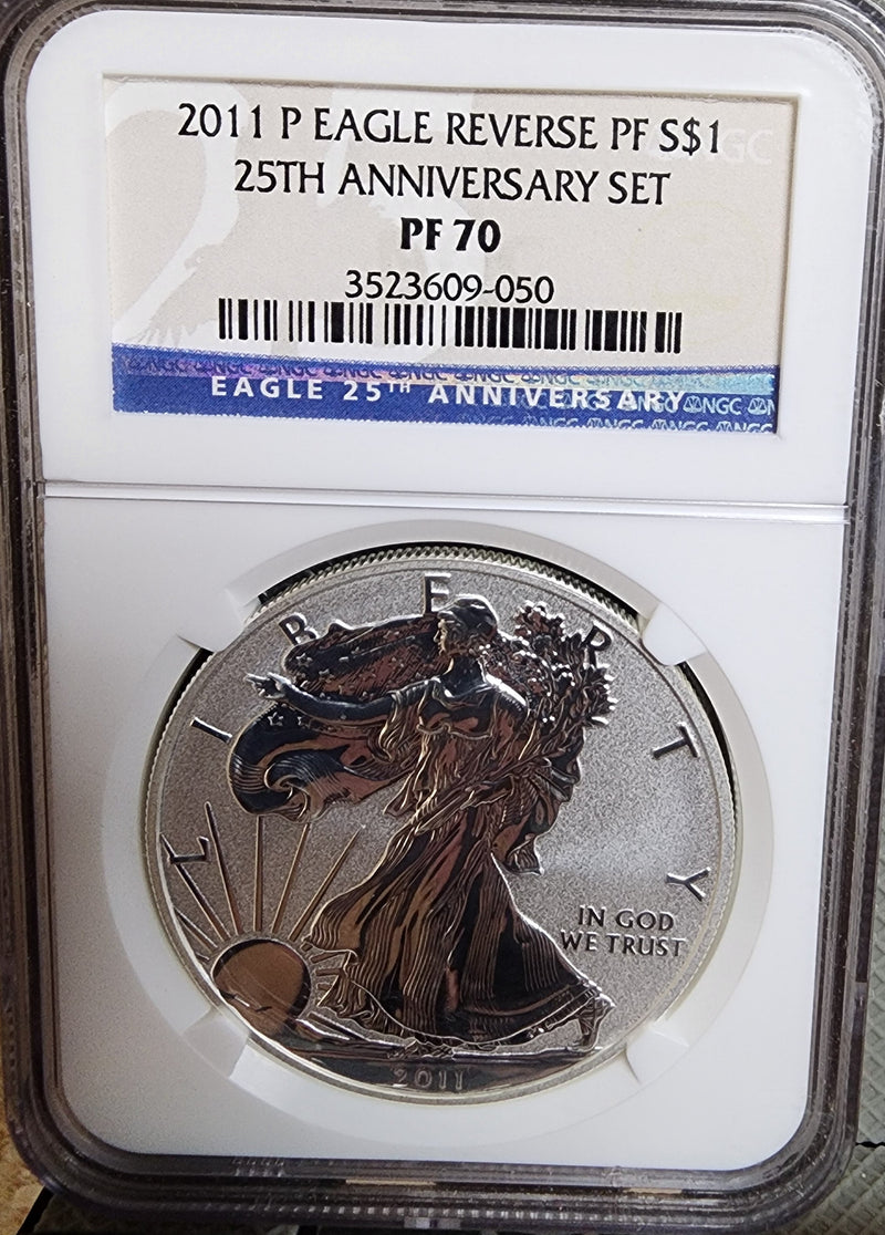 2011 25th Anniversary, American Silver Eagle, 5 Coin NGC "70" Set, Store