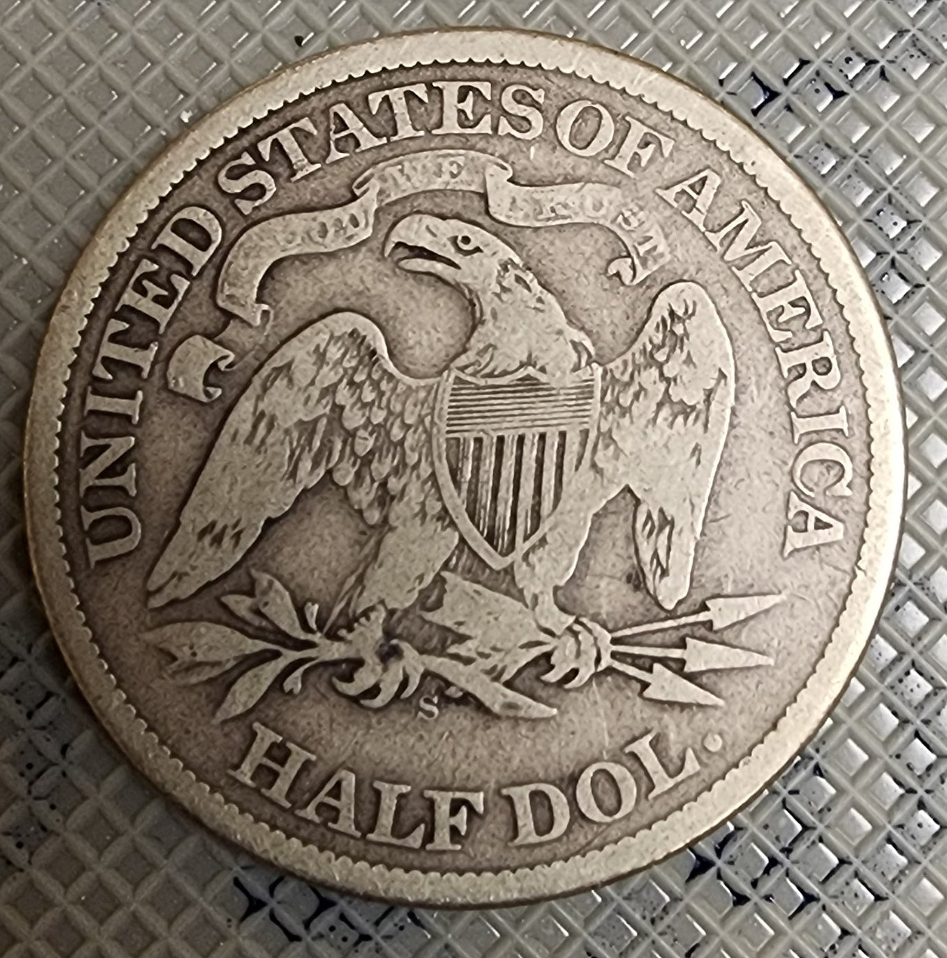 1874-S Seated Liberty Silver Half Dollar, "SCARCE REVERSE", Very Good Coin, Store #HR442