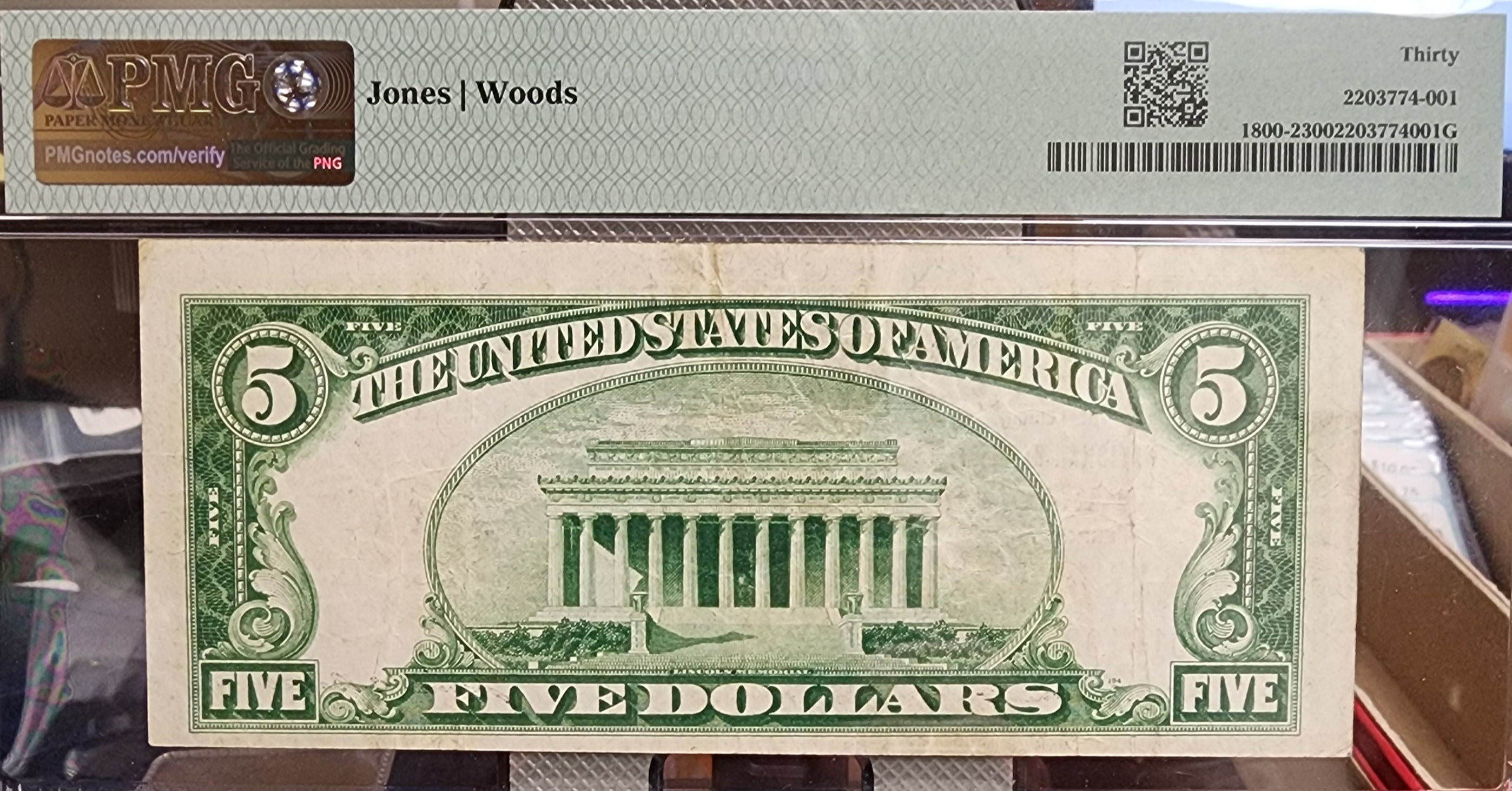 1929 $5 National, Catasauqua, PA, CH#8283, PMG VF-30,  Store #NBN020.