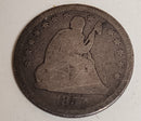1857 Seated Liberty Quarter., Very Good Circulated Coin., Store