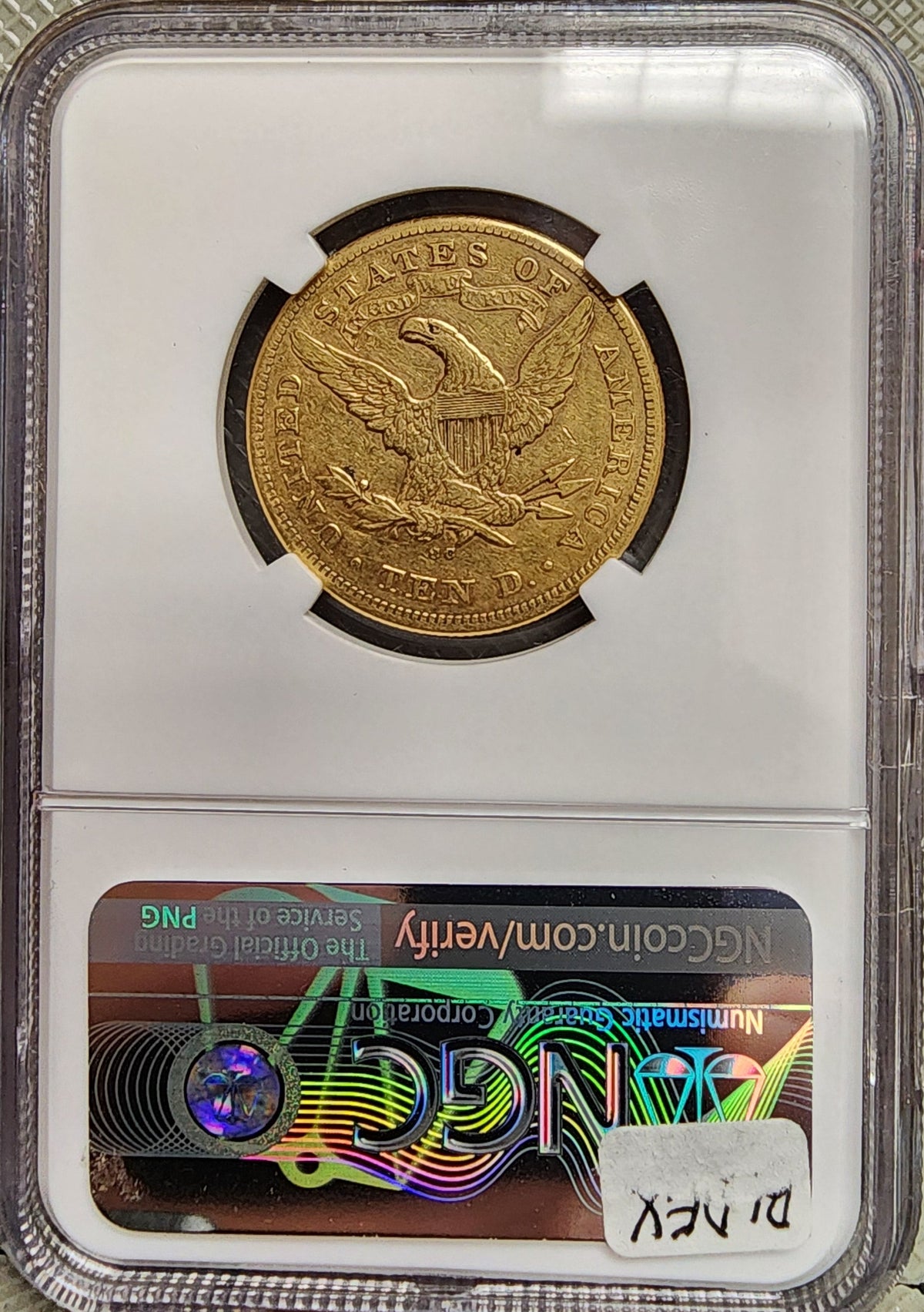 1877-CC $10, Gold Eagle, 'Hard Date', NGC XF-40, Circulated Coin, Store #G017.