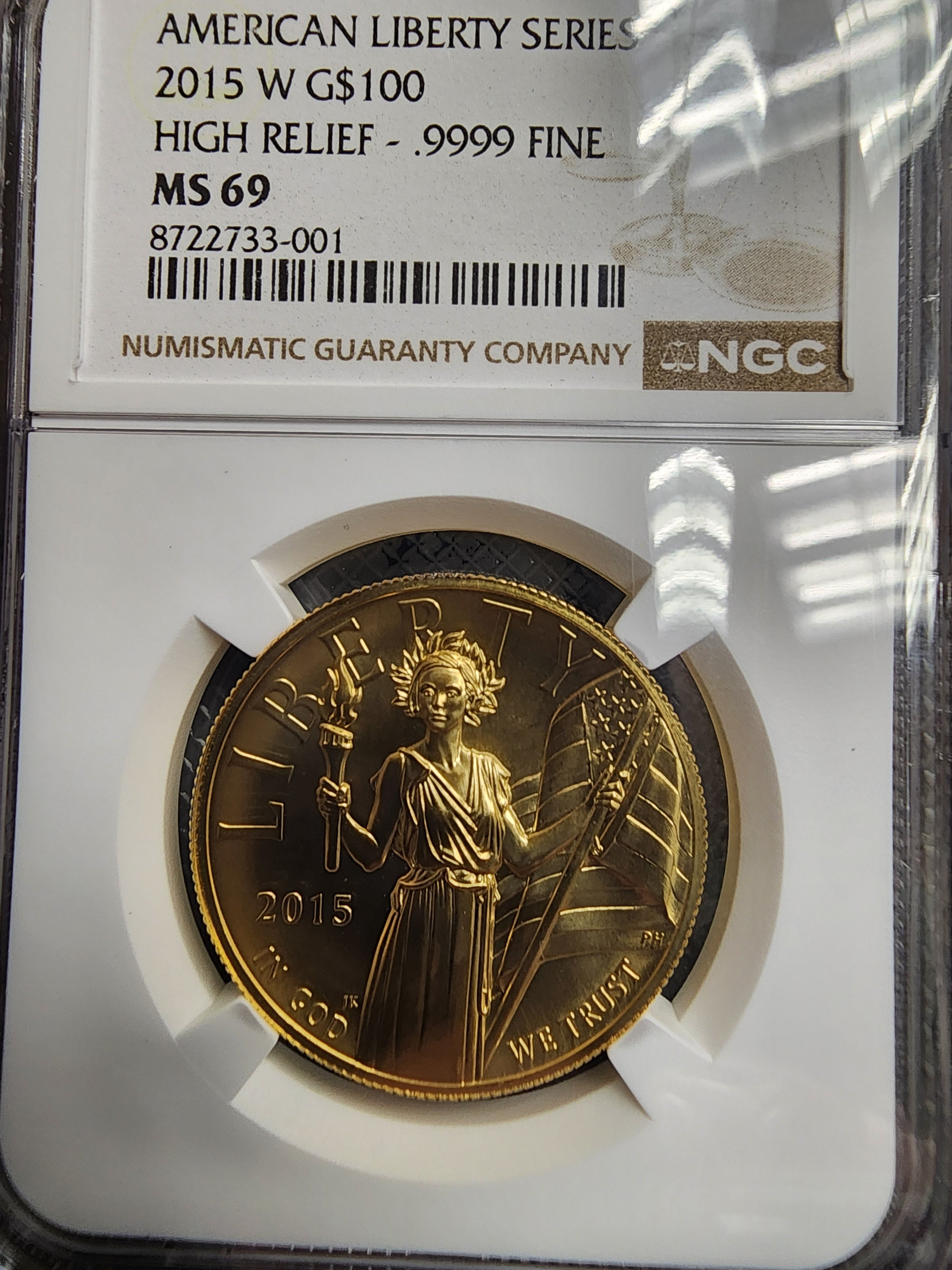 2015-W $100 Gold High Relief, American Liberty Coin, NGC MS-69, Store Sale #G0147.