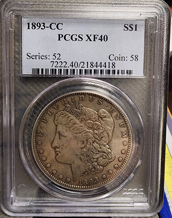 1893-CC Morgan Silver Dollar., PCGS XF-40., Better Date., Store SALE #GDR0217.