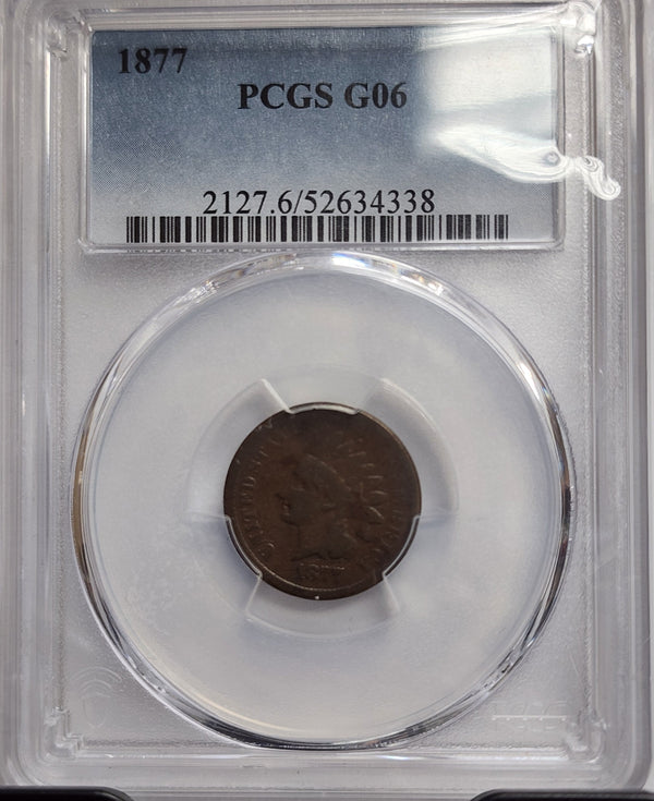 1877 Indian Head Cents, KEY Date, PCGS Good-6, Store SALE #CT0701