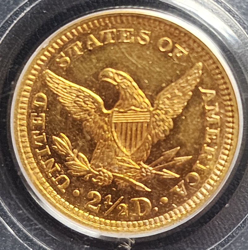 1861 $2.50 Quarter Gold Eagle, New Reverse, PCGS MS-63, Store Sale